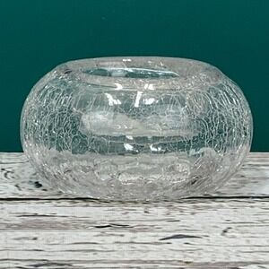 Yankee Candle Crackle Glass Votive Candle Holder‎ Clear 1112995 NEW